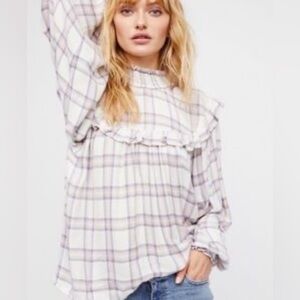 Free People Plaid Blouse